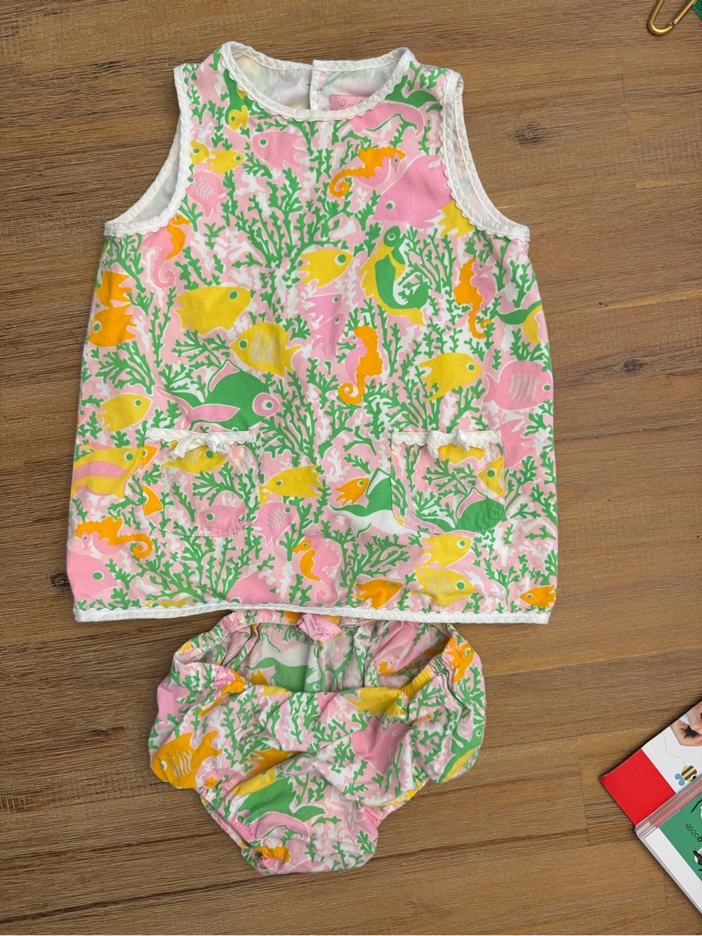 Lilly Pulitzer Pink Underwater Fish Dress & Bloomers Set